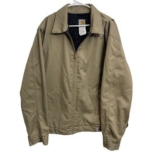 Carhartt‎ J293 KHI Twill Work Jacket Men's Large Khaki Quilted Lined Workwear L
